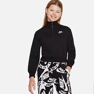 Nike Black Quarter-Zip Pullover with White Swoosh